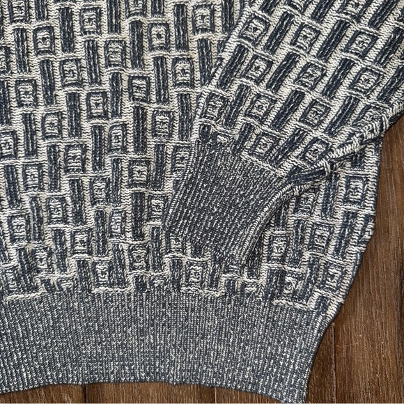 Vintage Men’s 90s Crewneck Sweater Black Blue White Patterned Valentino Garavani - Picture 4 of 8